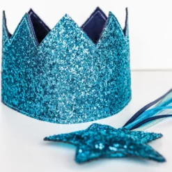 Lasten glitter kruunu ja taikasauva - sininen