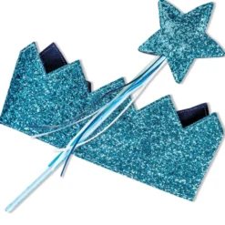 Lasten glitter kruunu ja taikasauva - sininen