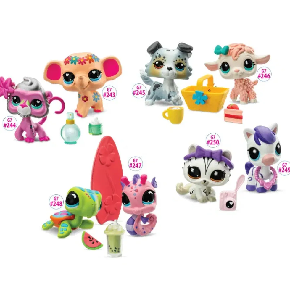 Littlest Pet Shop G7 S4 Pet pair, Seepra #249 ja Kissa #250